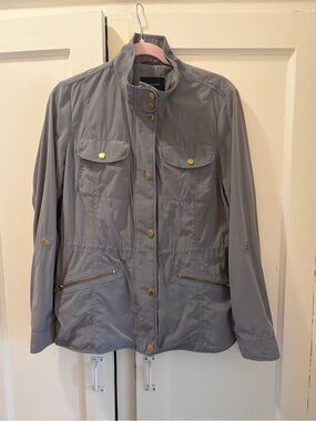 Lands’ End Gray Utility Anorak Jacket Women’s Medium 10–12 | Gold Hardware